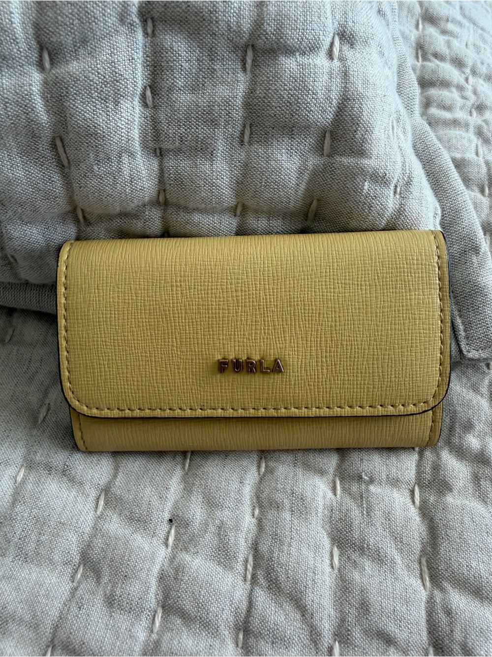 Furla Yellow Leather Compact Key Case EUC